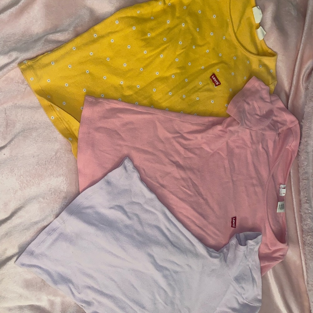 Levi's Yellow, Pink, and Light pink Tees